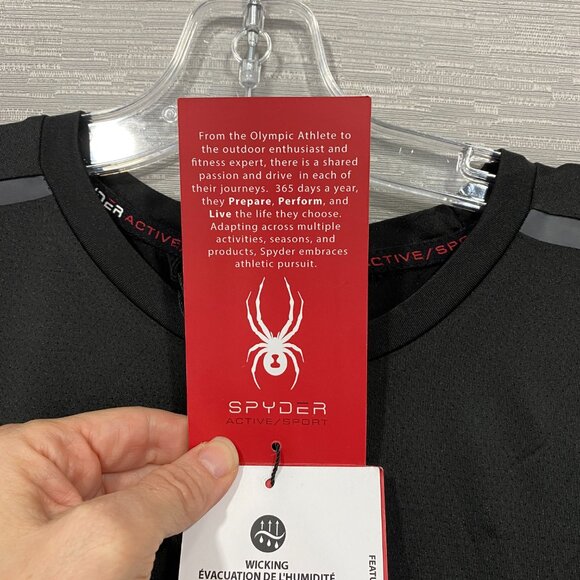 SPYDER Black T Shirt Mens Large Quick Dry Perforated Lightweight Short Sleeve - Picture 7 of 12